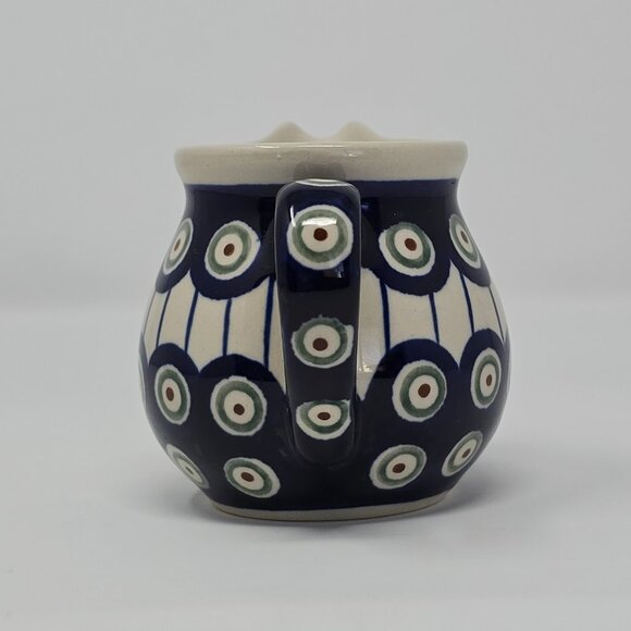 Polish Boleslawiec Mini Creamer Pitcher Hand Made Peacock Eye Pattern Stoneware - Picture 4 of 12
